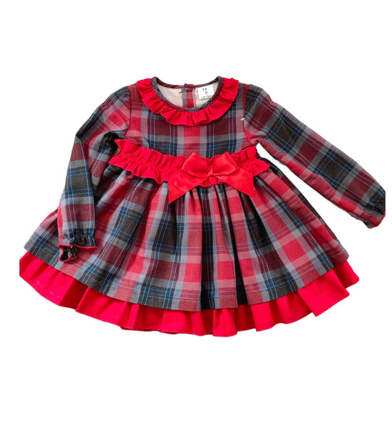 Ceyber Check Red Grey Frilly Dress
