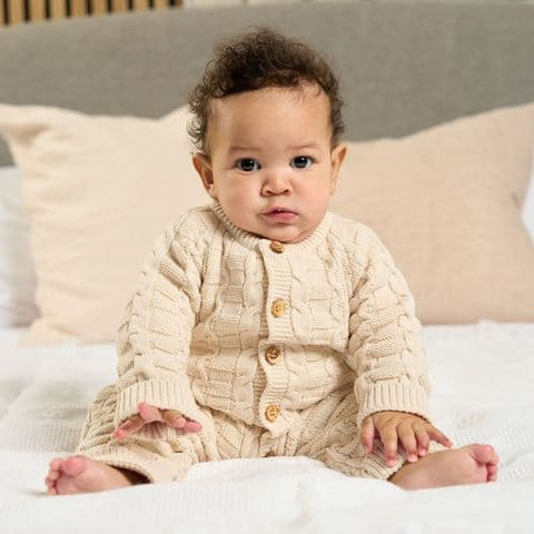 DANDELION Basket Weave knitted all in one  Onesie