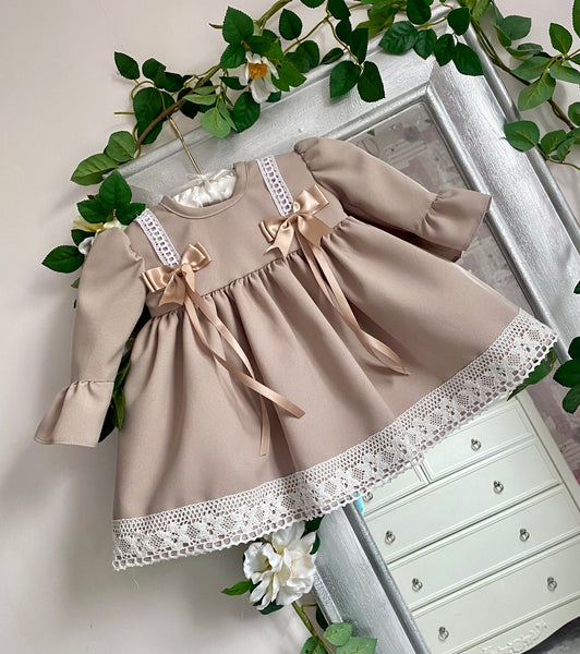 Camel Baby Girls Double Bow Dress