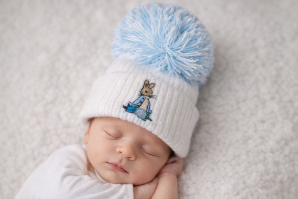Peter Rabbit Peter Rabbit wool single  Pom Hat - White/blue pom