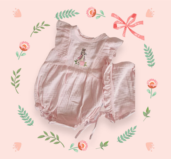 Flopsy Bunny Pink Romper with Hat