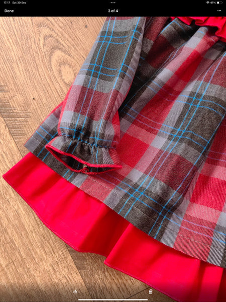Ceyber Check Red Grey Frilly Dress