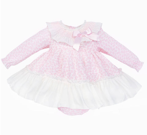Wee Me Baby Girls Smocked Collar Floral Dress with Bloomers