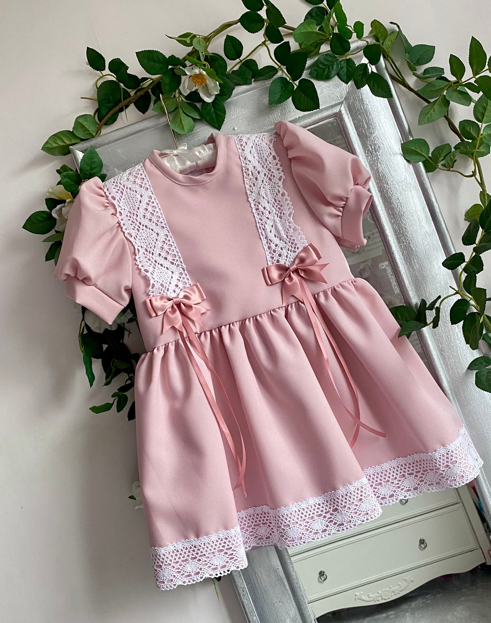Mary Jane Drop Waist Dress - Rose Pink