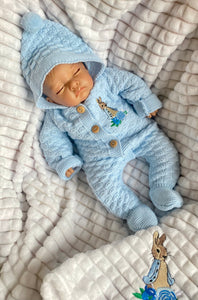 Peter Rabbit Baby Boys All In One Knitted Hooded Outfit