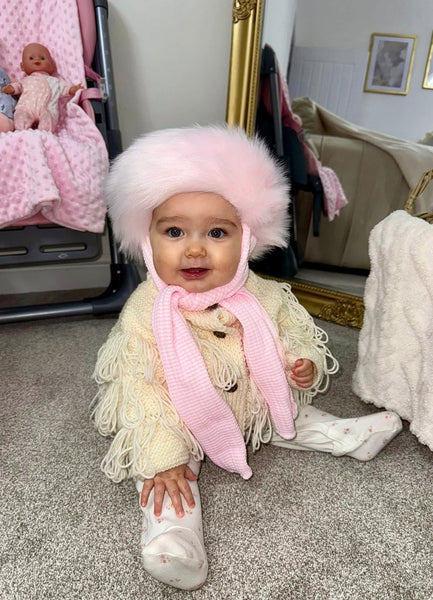 Baby Girls Soft Faux Fur Hat - Pink