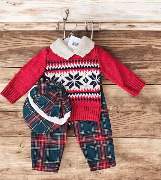 Beau Kid 3pcs Tartan Pants Outfit