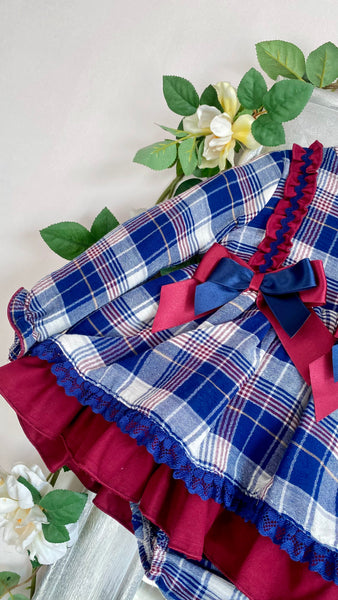 Ceyber Navy Check Dress and Knicker Set
