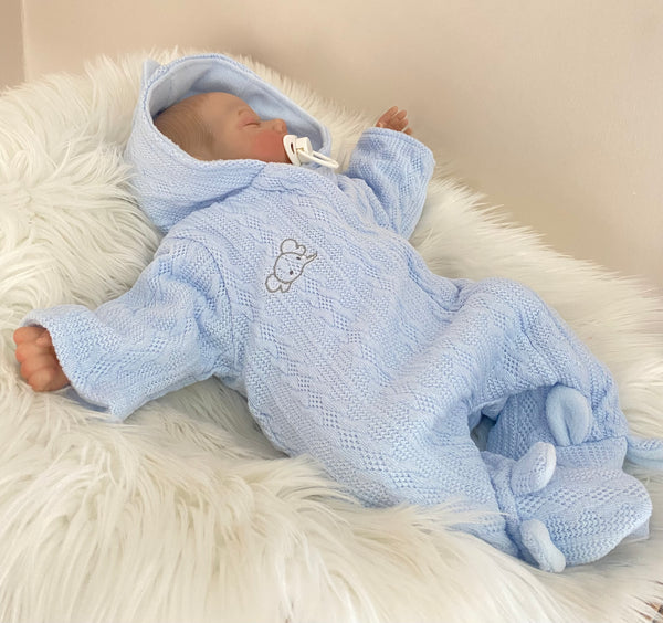 Premature Tiny Baby Boys Snowsuit / PramSuit - Elephant