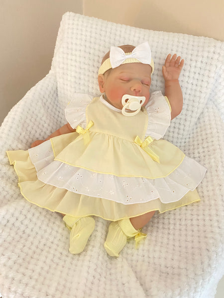 Baby Girls Lemon Bow Dress Knickers Headband Set