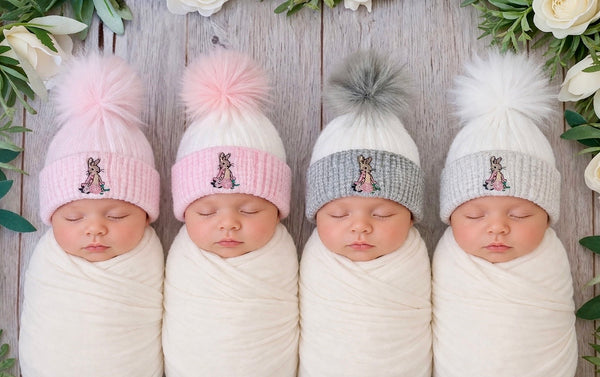 Flopsy Bunny Baby Girls luxury faux fur single Pom Hat