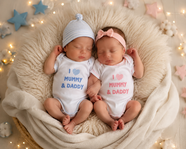 Baby Boys ‘I Love Mummy & Daddy’ Short Sleeve Bodysuit Pack of 3 – Blue