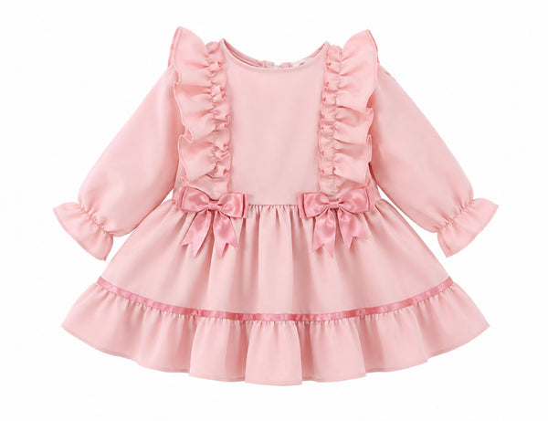 Blush Pink Frill & Bow Girls Dress