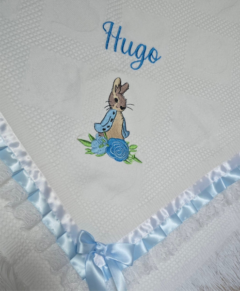 Personalised Luxury Shawl with Peter Rabbit Embroidered