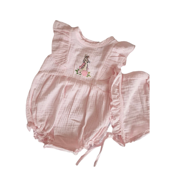 Flopsy Bunny Pink Romper with Hat