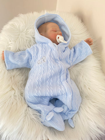 Premature Tiny Baby Boys Snowsuit / PramSuit - Elephant