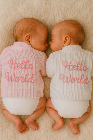 Premature Baby Girls ‘Hello World’ Ribbed Cardigan