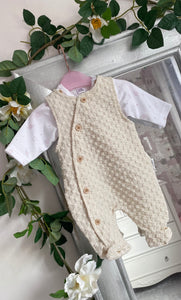 Baby Boys 2 Pieces Jacquard Dungaree Set - Space