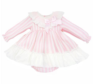 Wee Me Baby Girls Pink Stripe Puffball Dress and Bloomers