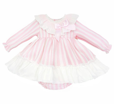 Wee Me Baby Girls Pink Stripe Puffball Dress and Bloomers