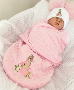 Flopsy Bunny Swaddle Blanket Wrap - Bubble Pink