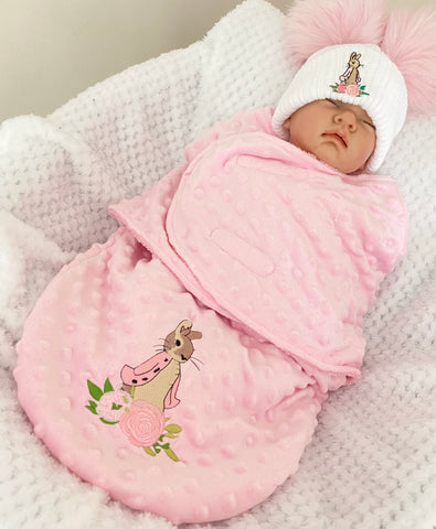 Flopsy Bunny Swaddle Blanket Wrap - Bubble Pink