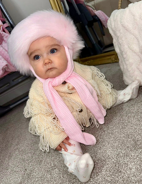 Baby Girls Soft Faux Fur Hat - Pink