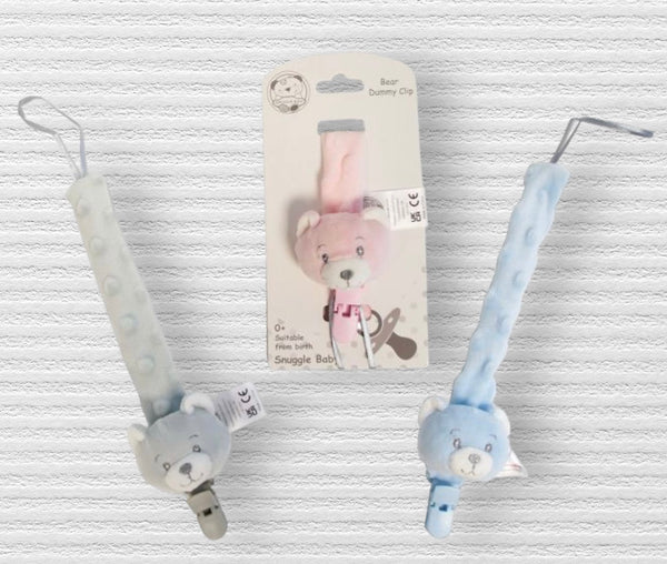 Cute teddy soft feel velour Dummy Clips