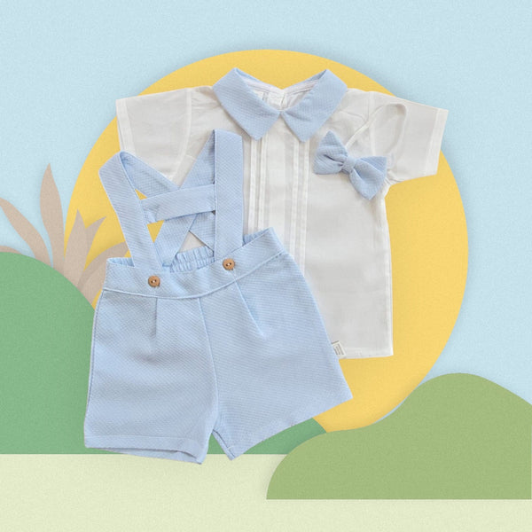 Baby Boys Two Piece Dungaree Set - Blue