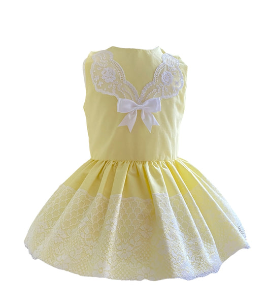 Lemon Lace Drop Waist Dress