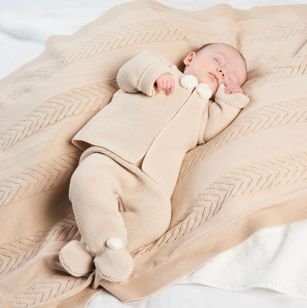 Dandelion 2pc Unisex Pom pom knitted  pram suit Outfit