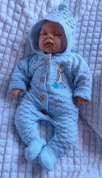 Peter Rabbit Premature Baby Boys knitted Hooded All in One