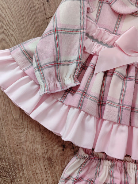 Ceyber Baby Girls Pink Check Dress Set
