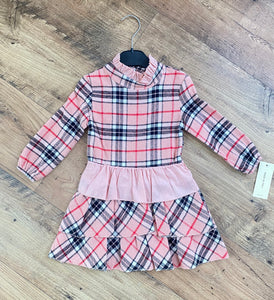 Girls Checked Pink Dress with Frill