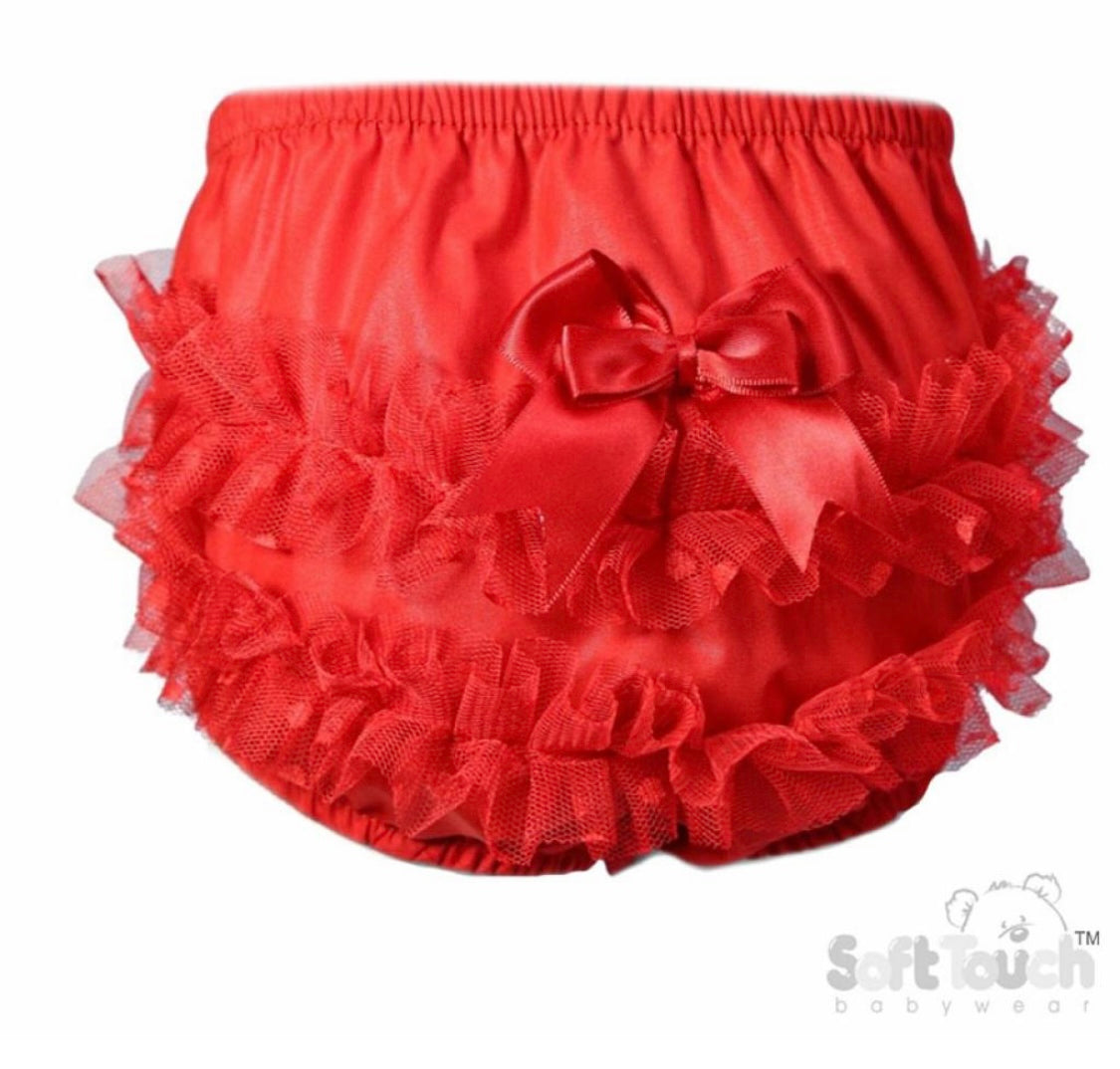 soft touch red frilly lace dotty pants knickers 
