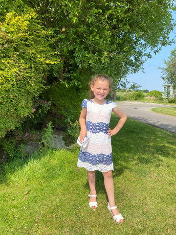 Gillytots Girls Floral Lace Dress and Purse Set reduced