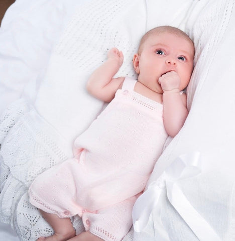 baby girls spanish fine knit light pink romper 