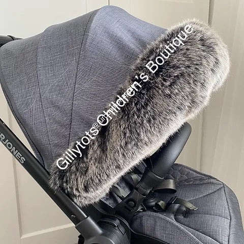 fur pram faux fur black wolf pram hood 