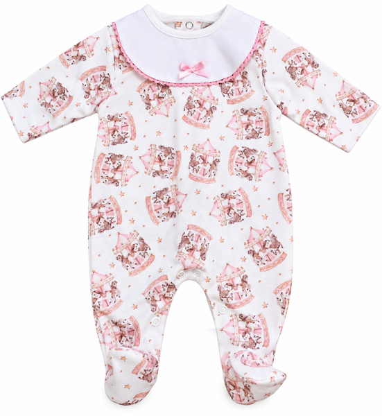 Pink Carousel Dreams Baby Girl Footed Sleepsuit