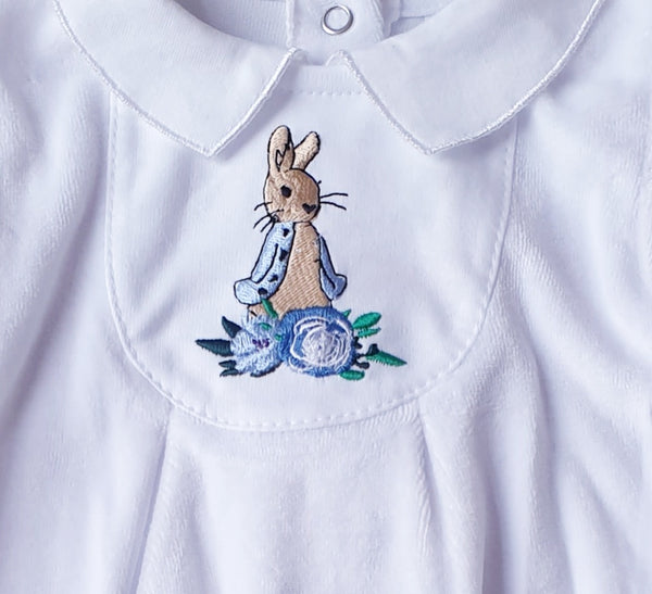 Peter Rabbit Soft Velour BabyGrow - White
