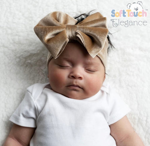 Coffee Velour Headband with Bow
