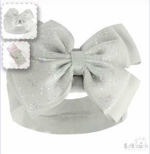 grey glitter bow plain headband soft touch baby hair accessories 