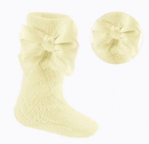 Infant Knee Lemon Heart Pelerine Socks With Bow