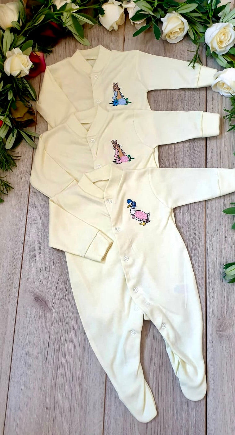 lemon beatrix potter jemima puddleduck peter rabbit flopsy bunny babygrows beatrix potter collection 