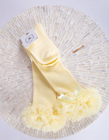 beau kid long tutu socks yellow bow tutu gillytots 
