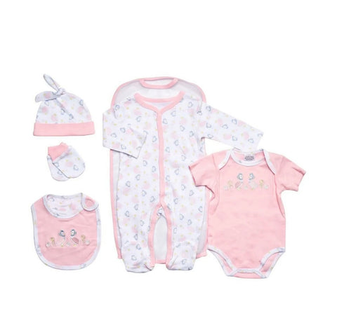 Jemima puddleduck 5pcs set vest BabyGrow all in one mitts hat bib pink Beatrix potter babywear 
