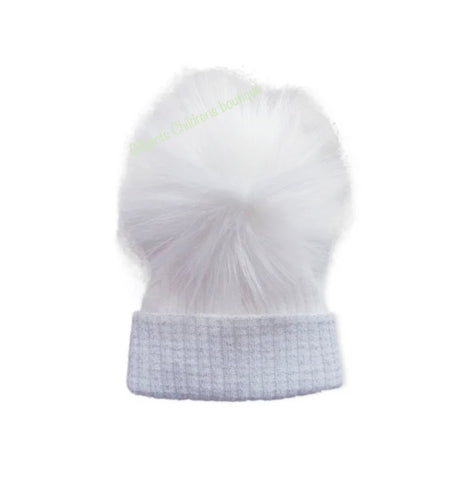 Baby Unisex luxury Faux Fur Pom Hat single