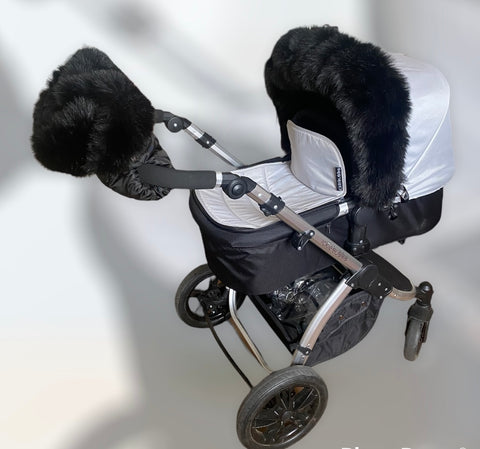 black fur trim extra fluffy faux hood trim handmuffs black 