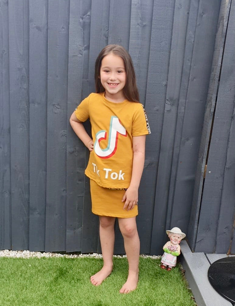 Girls Top and Skirt Set - Mustard