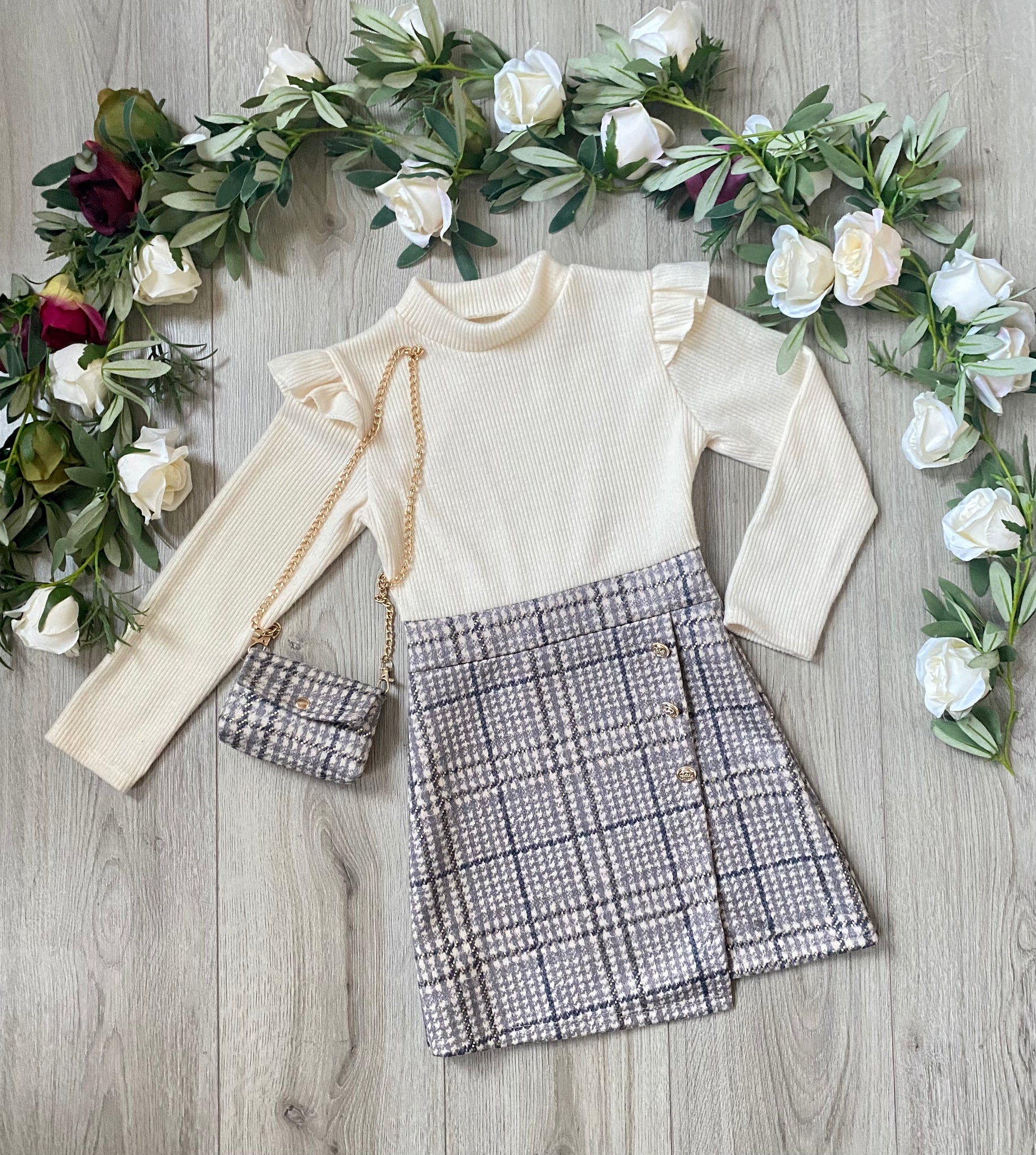 girls dress and bav set brown 